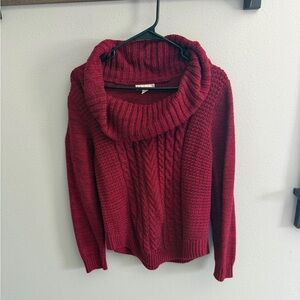 It's Our Time (medium) Burgundy Cable Cowl-Neck Sweater